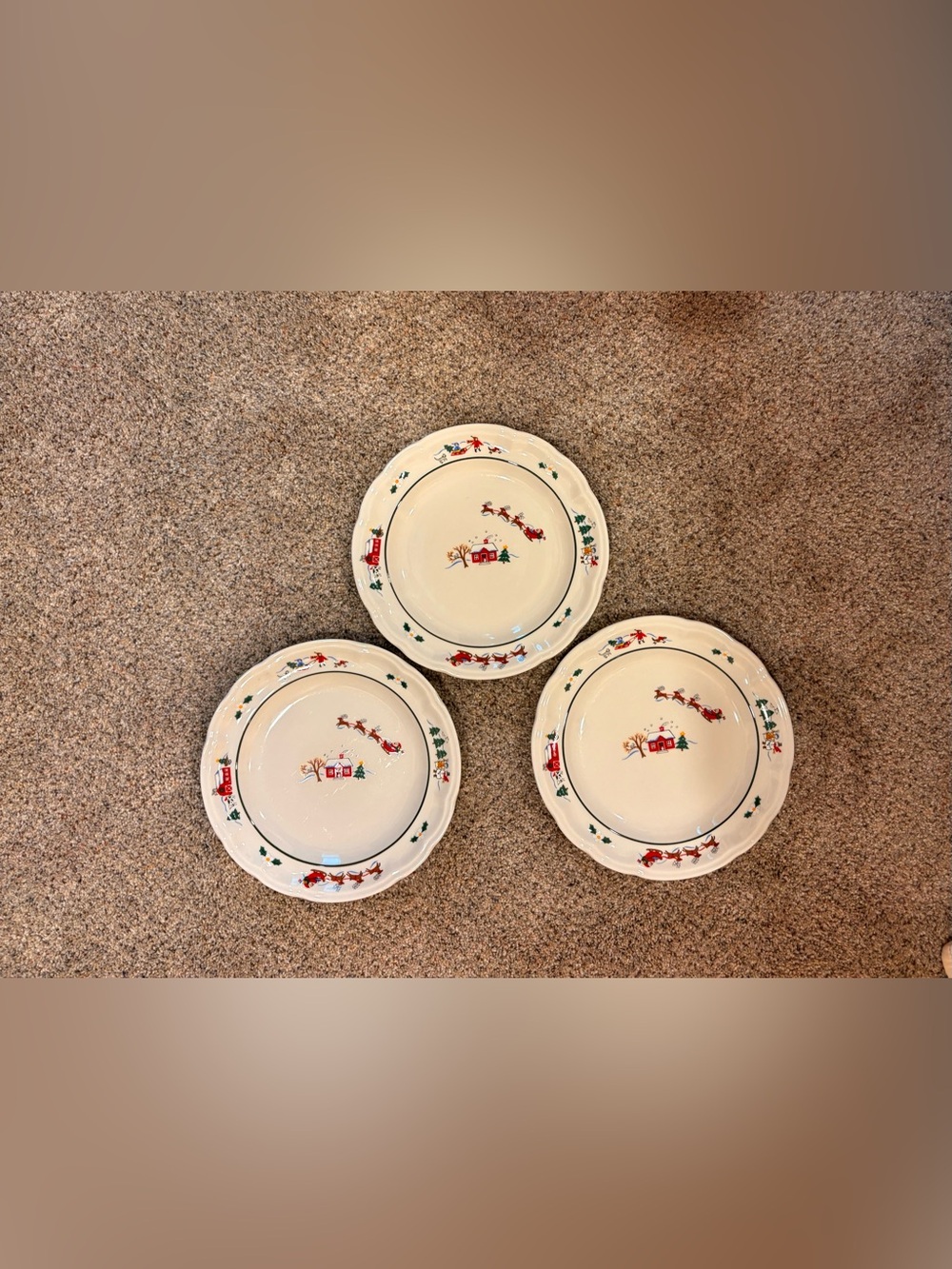 Vintage Pfaltzgraff Snow Village Snowman Luncheon/Salad Plates 9 1/4” Set of 3